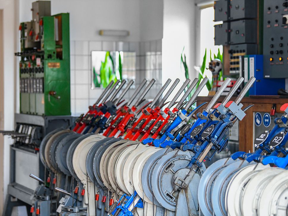 Hebel im mechanischen Stellwerk