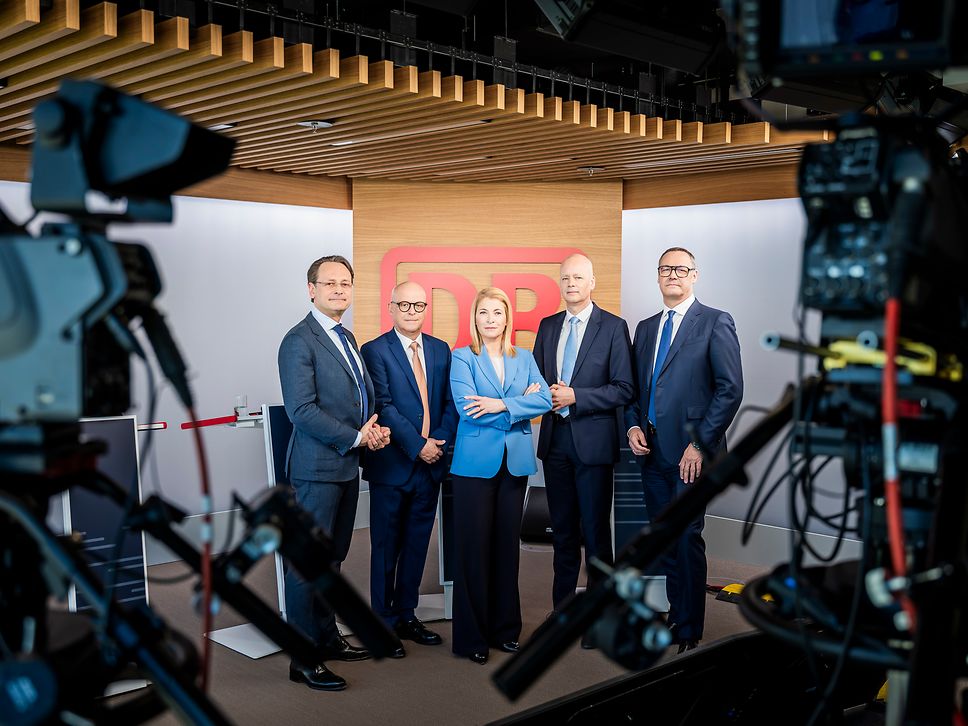 Bilanz-Pressekonferenz der Deutsche Bahn 2026: Gruppenbild des Vorstands der DB AG.